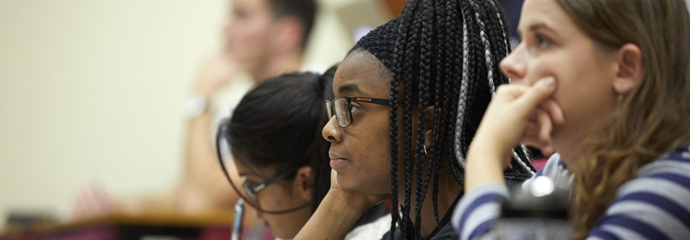 Students in a class watching the class and making notes.